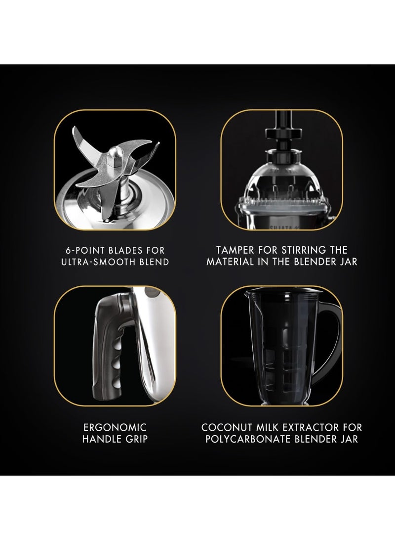 سوجاتا Sujata MG03 Mixer Grinder|1000 Watts Double Ball Bearing Motor|24000 RPM|Non-Stop 90 Mins Running|4 Jars including 1750ml Blender with Coconut Milk Extractor, 1500ml, 1000ml, 500ml Jar|Red & Black - Image 2